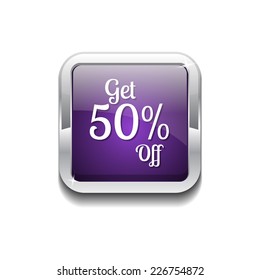 Get 50 Percent Purple Vector Icon Button