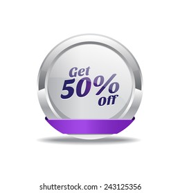 Get 50 Percent Purple Vector Icon Button