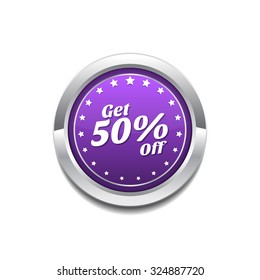 Get 50 Percent Purple Vector Icon Button