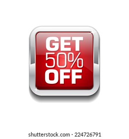 Get 50 Percent Red Vector Icon Button