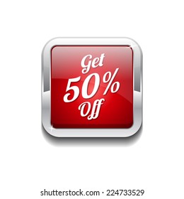 Get 50 Percent Red Vector Icon Button