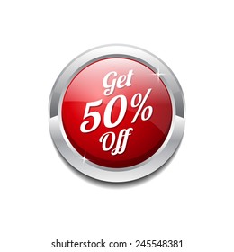 Get 50 Percent Red Vector Icon Button