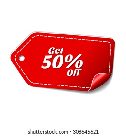Get 50 Percent Red Vector Icon Design