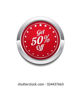 Get 50 Percent Red Vector Icon Button