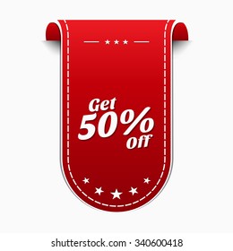 Get 50 Percent Red Vector Icon Design