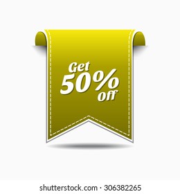 Get 50 Percent Yellow Vector Icon Design