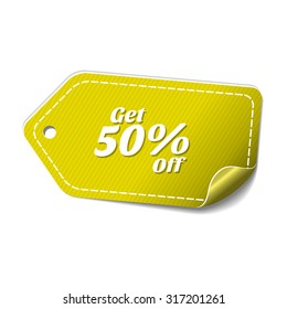 Get 50 Percent Yellow Vector Icon Design