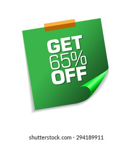 Get 65 Precent Off Green Sticky Notes Vector Icon