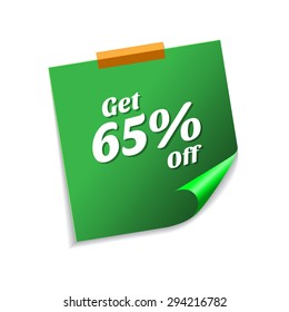 Get 65 Precent Off Green Sticky Notes Vector Icon