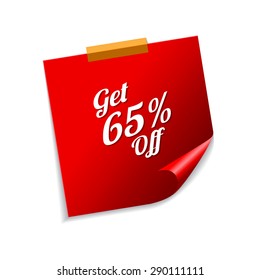 Get 65 Precent Off Red Sticky Notes Vector Icon
