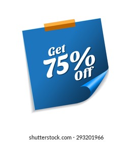 Get 75 Percent Blue Sticky Notes Vector Icon Design
