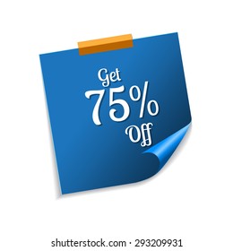 Get 75 Percent Blue Sticky Notes Vector Icon Design