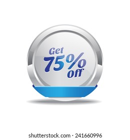 Get 75 Percent Blue Vector Icon Button