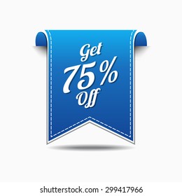 Get 75 Percent Blue Vector Icon Design