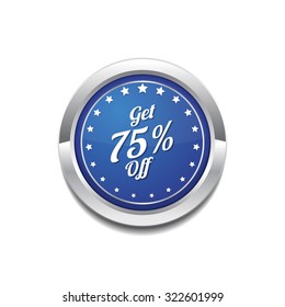 Get 75 Percent Blue Vector Icon Button
