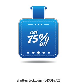 Get 75 Percent Blue Vector Icon Design
