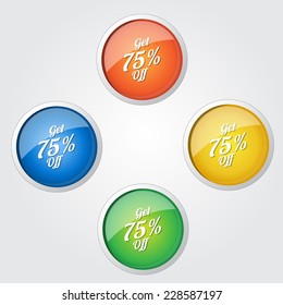 Get 75 Percent Colorful Vector Icon Design