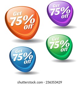 Get 75 Percent Colorful Vector Icon Design