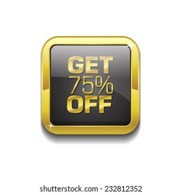 Get 75 Percent Gold Vector Icon Button