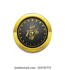 Get 75 Percent Golden Vector Icon Button
