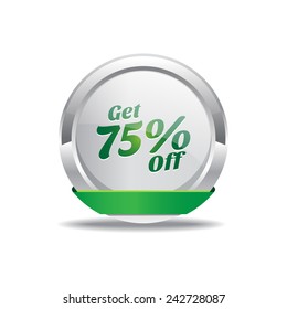 Get 75 Percent Green Vector Icon Button