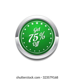 Get 75 Percent Green Vector Icon Button