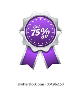 Get 75 Percent Violet Vector Icon Design