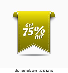 Get 75 Percent Yellow Vector Icon Design