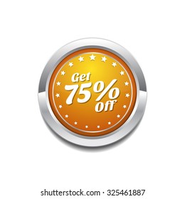 Get 75 Percent Yellow Vector Icon Button