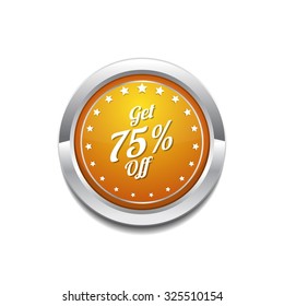 Get 75 Percent Yellow Vector Icon Button
