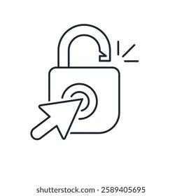Get access. Start taking action. Vector linear icon illustration isolated on white background.