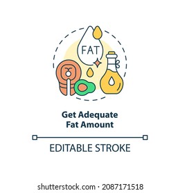 Get adequate fat amount concept icon. Pregnancy diet abstract idea thin line illustration. Healthy fat intake. Getting omega fatty acids. Vector isolated outline color drawing. Editable stroke