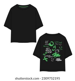 Get back here text at the back of oversize men t-shirt