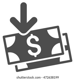Get Banknotes icon. Vector style is flat iconic symbol with rounded angles, gray color, white background.