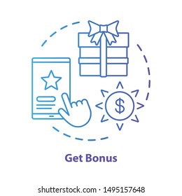 Get bonus concept icon. Gifts & prizes idea thin line illustration. Cashback, redeem points. Reward program. Discounts and special offers. Vector isolated outline drawing