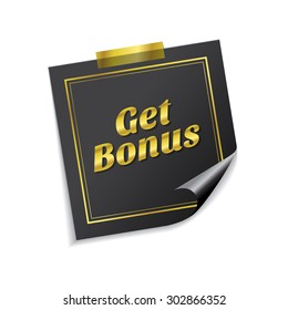 Get Bonus Golden Sticky Notes Vector Icon Design