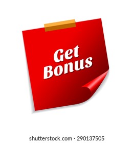 Get Bonus Red Sticky Notes Vector Icon Design