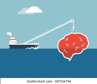 get the brain on the sea  vector art