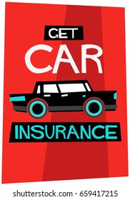 Get Car Insurance Poster In Flat Style Retro Design
