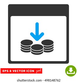 Get Coins Calendar Page icon. Vector EPS illustration style is flat iconic bicolor symbol, blue and gray colors.