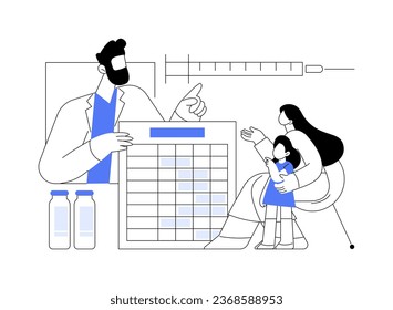 Get a copy of childs vaccination record abstract concept vector illustration. Doctor giving child vaccination record to parents, citizen services, government sector abstract metaphor.