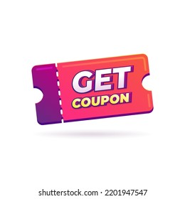 Get coupon promotion sale for website, internet ads, social media. Discount gift voucher coupon vector illustration.