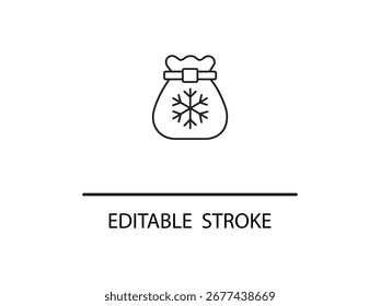 Get cozy with this festive winter holiday icon featuring a snowflake on a sack, perfect for Christmas promotions and seasonal designs.