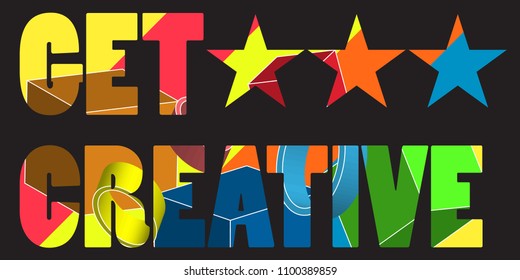 Get Creative Typography. 3D Abstract Retro Color Dynamic Geometric Background. Pattern Background. Colorful Templates For Placards, Banners, Presentations, Reports. Vector Illustration. Eps 10