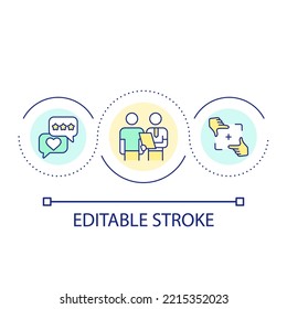 Get Customer Feedback Loop Concept Icon. Clients Questionnaire Abstract Idea Thin Line Illustration. Evaluating Satisfaction And Experience. Isolated Outline Drawing. Editable Stroke. Arial Font Used