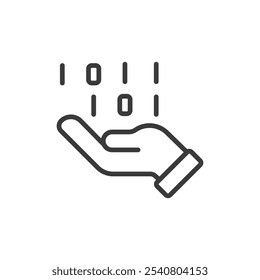 Get data code, icon in line design. Data, code, retrieval, API, information, analysis, software, programming on white background vector. Get data code editable stroke icon