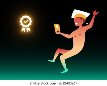 Get diploma. Vector composition in gradient style