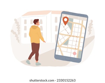 Get directions isolated concept vector illustration. Company address, contact us page, website menu bar, navigation, maps and location, customer information, user experience vector concept.
