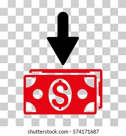 Get Dollar Banknotes icon. Vector illustration style is flat iconic bicolor symbol, intensive red and black colors, transparent background. Designed for web and software interfaces.