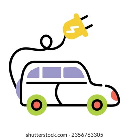 Get a doodle icon of electric car 